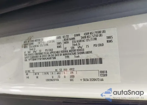 2022 Ford Transit-350 from USA, damaged, VIN 1FTBW1Y81NKA68746